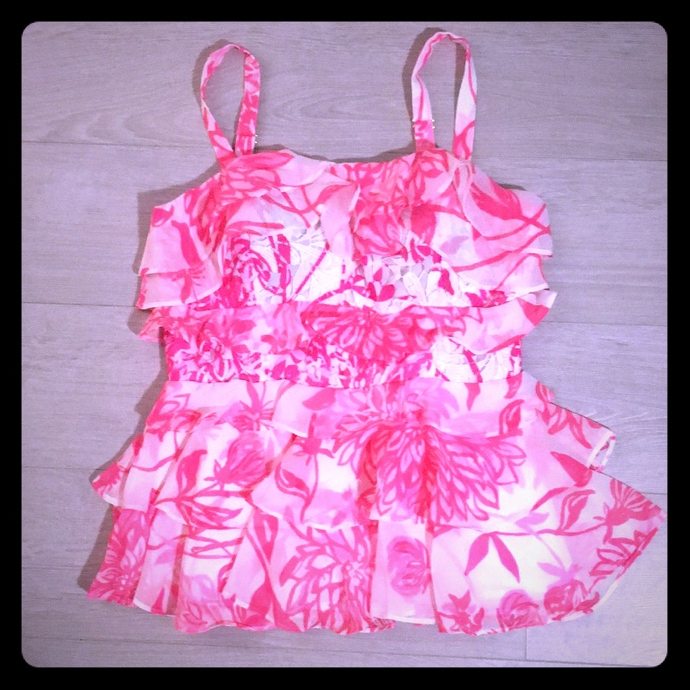 Lilly Pulitzer Olive Top Resort White Pink